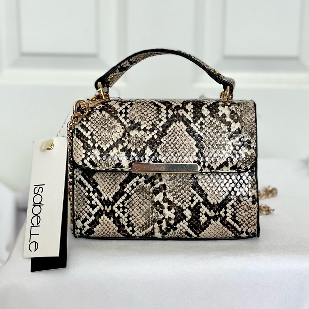 Isabelle Vegan Mini Snakeskin Satchel/Crossbody Bag - Picture 3 of 10